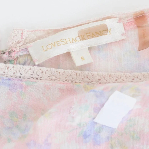 LoveShackFancy Noelle Dress Pink Garden Pink Floral  Mini Dress S - Picture 16 of 16